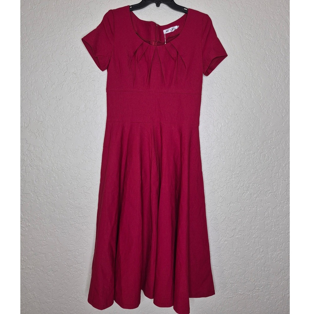 MUXXN Boutique Wine Red Retro 1950s Rockabilly Swing Dress XL NWT